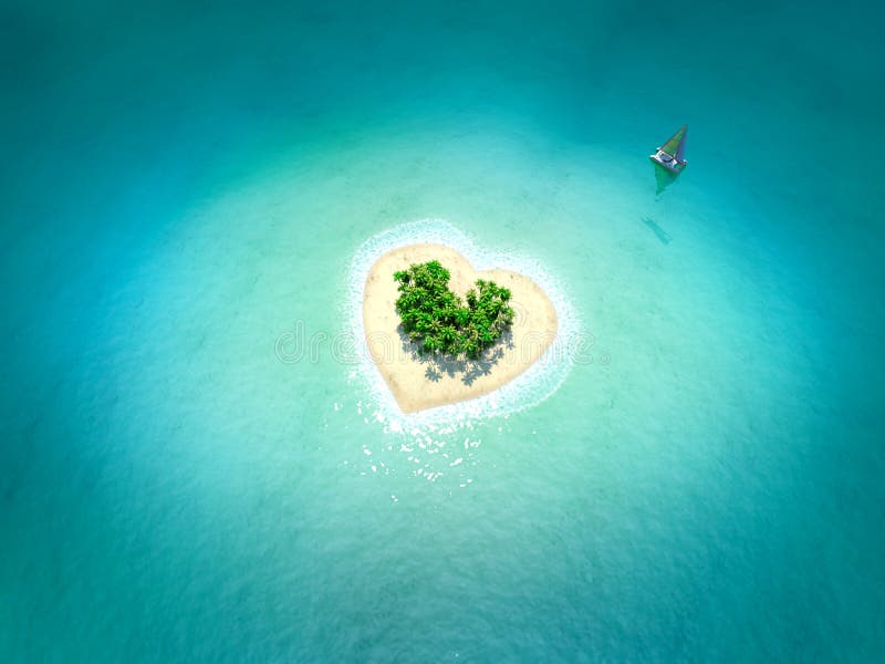 Tropical Island in form of heart.