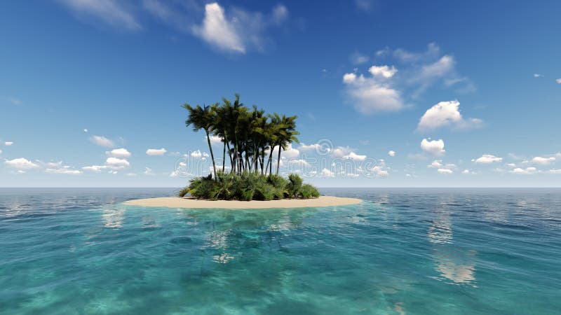 Tropical Island in the Ocean 3D Render Stock Image - Image of