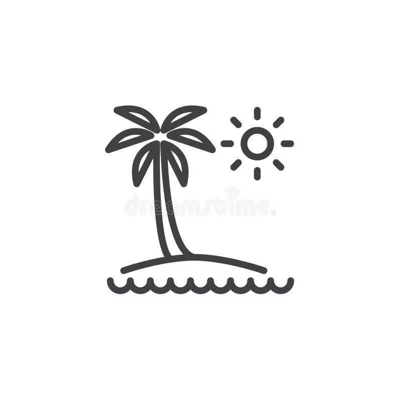 tropical island clipart black and white