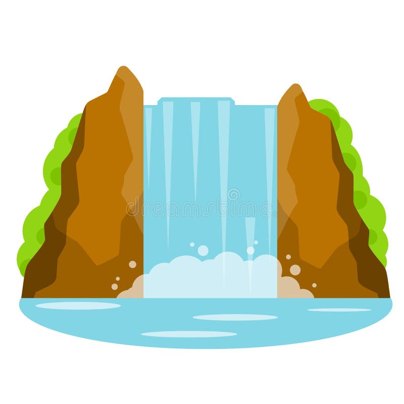 Rocks and Water. Waterfall on Mountain. Stock Vector - Illustration of ...