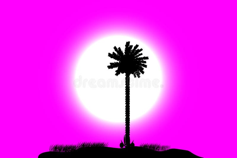Tropical island at sunset vector illustration