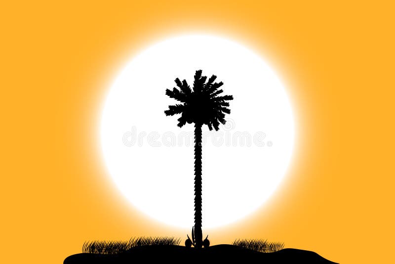Tropical island at sunset royalty free illustration