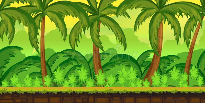 Tropical jungles Landscape For UI Game