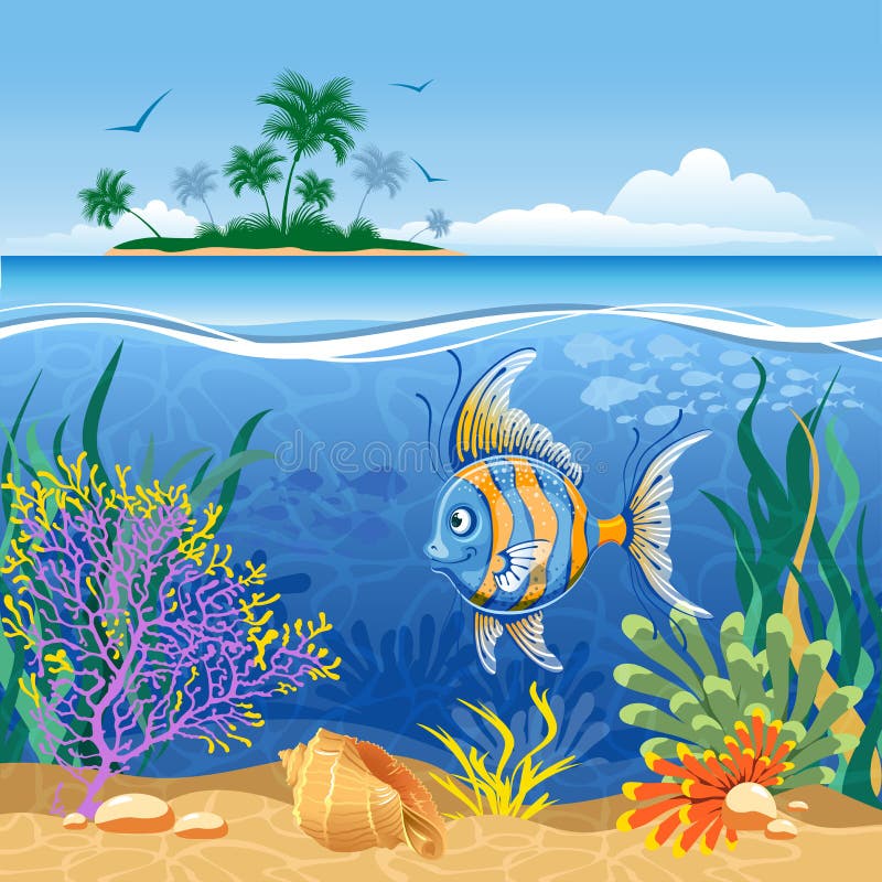 Tropical landscape vector illustration
