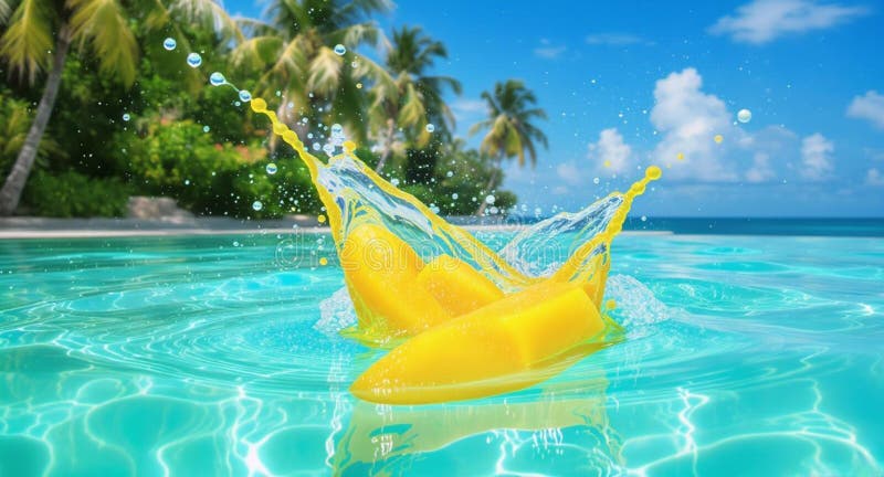Tropical Mango Splash AI-GENERATED royalty free stock photos