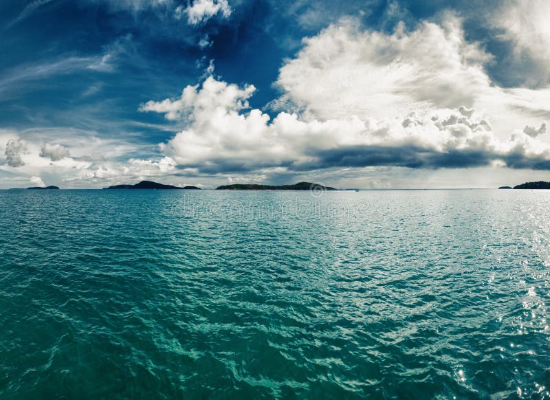 Tropical nature landscape with sea and clouds