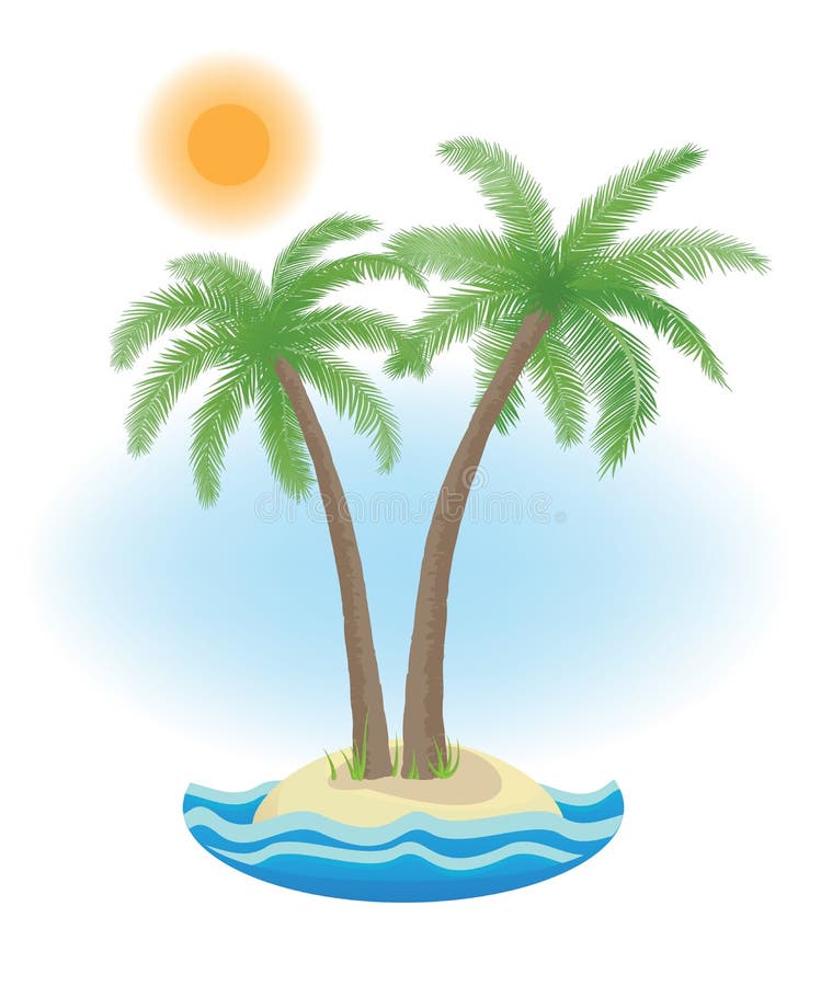 Tropical island stock vector. Illustration of plant, nature - 14129336