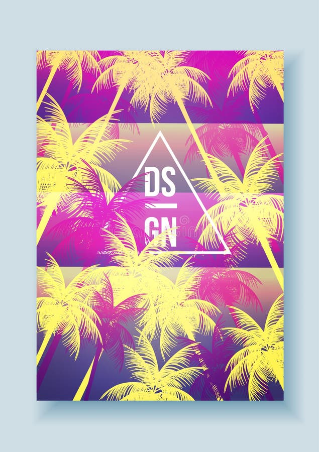 Tropical Palm Tree Retro Mosaic Summer Holiday Poster - Vector I