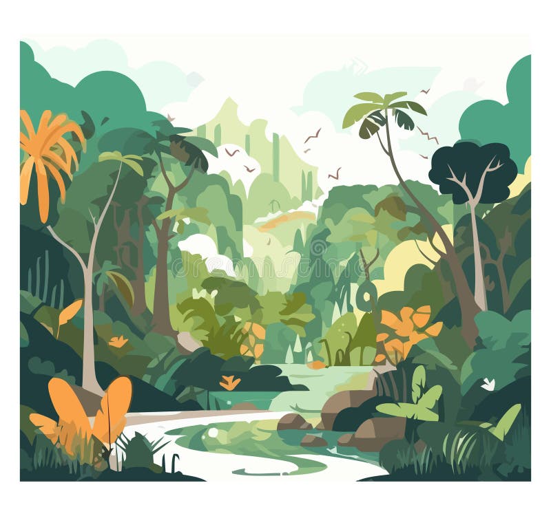 Tropical palm trees nature landscape vector illustration