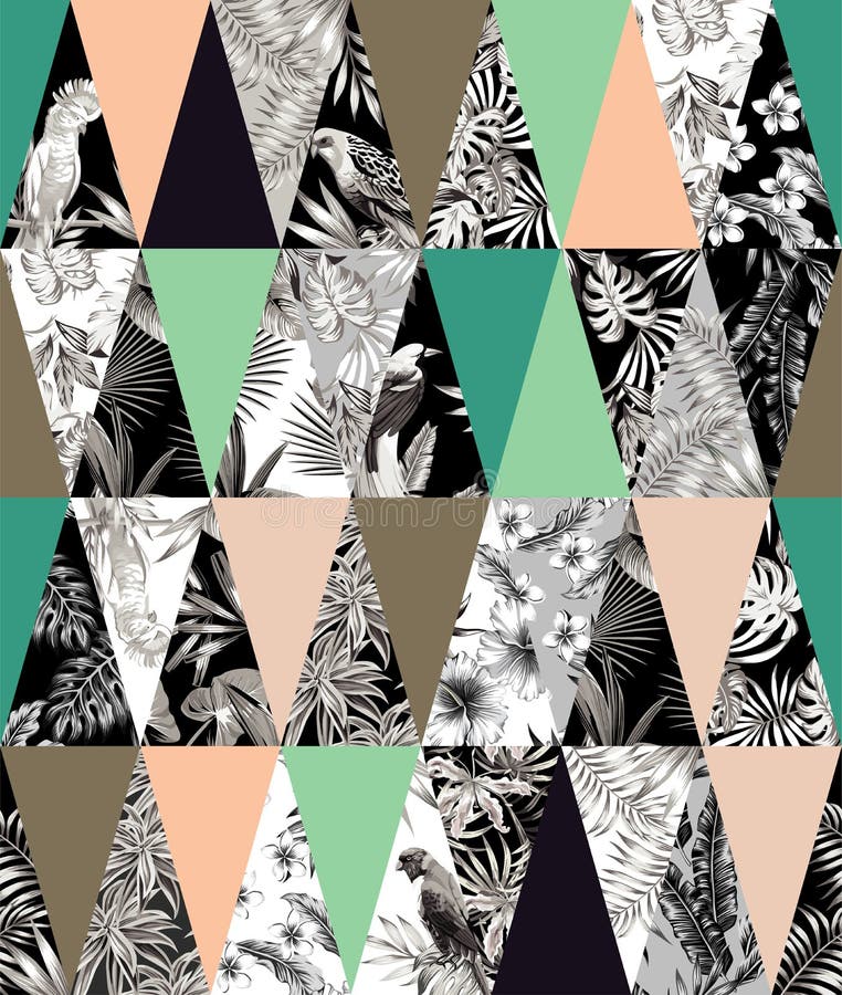 Tropical patchwork seamless background vector illustration Tropical patchwork seamless background vector illustration