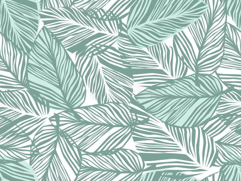 Tropical pattern, palm leaves seamless vector floral background.