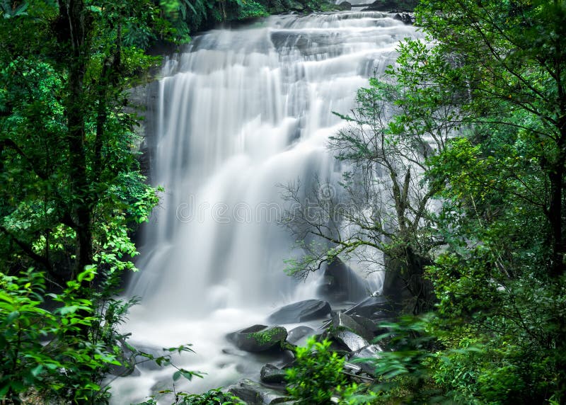 Tropical rain forest landscape with Sirithan waterfall. Thailand