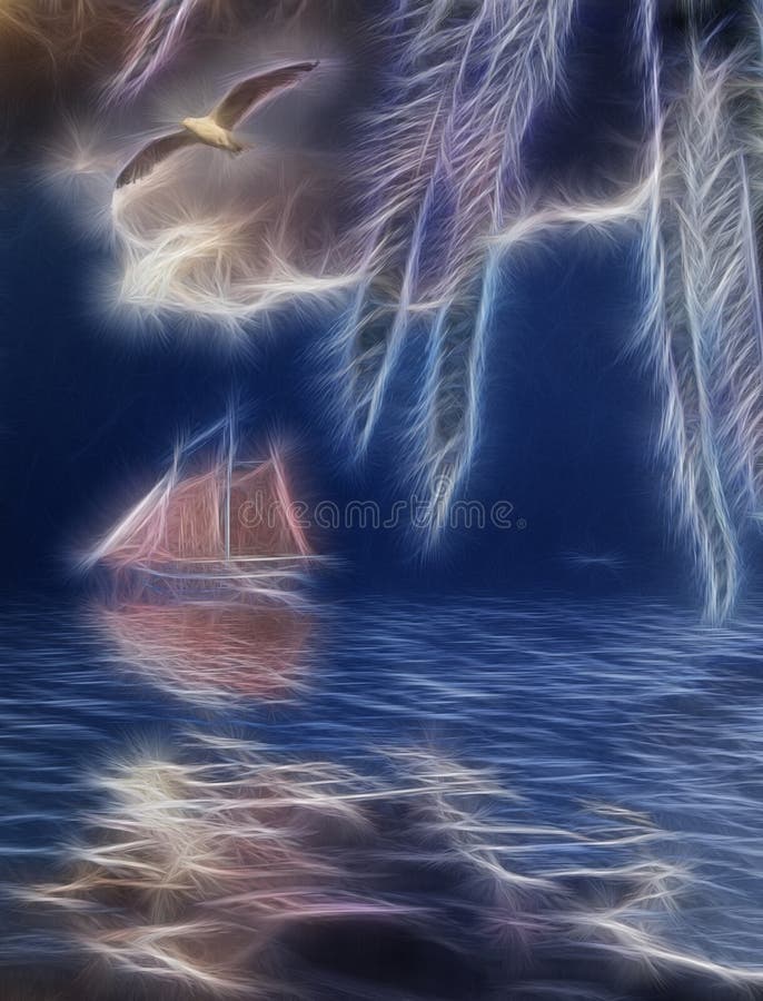 Tropical Sailing vector illustration Tropical Sailing vector illustration