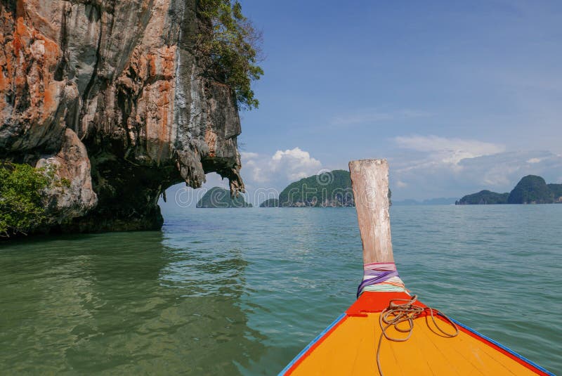 Tropical Sea, Sky & Mountain In Summer In Thailand, Phang Nga Bay