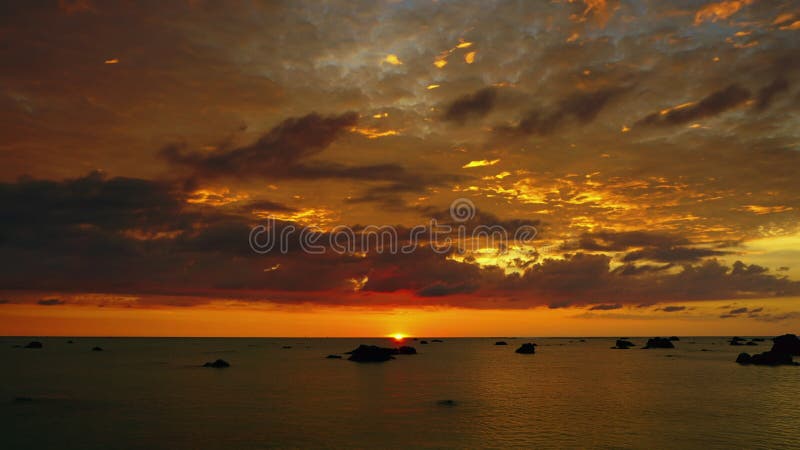 Tropical sea sunset on the beach, timelapse