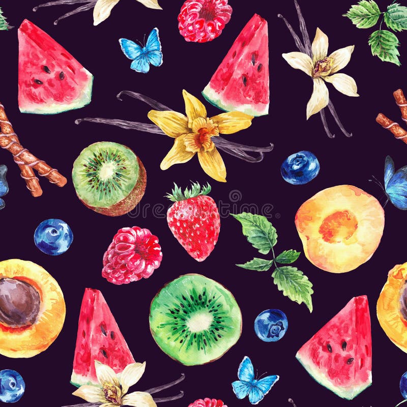 Tropical Seamless Watercolor Pattern stock illustration Tropical Seamless Watercolor Pattern stock illustration