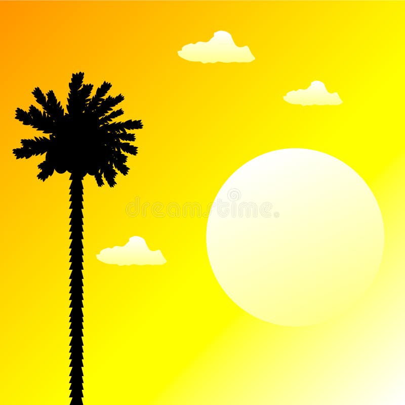 Tropical sunset stock illustration