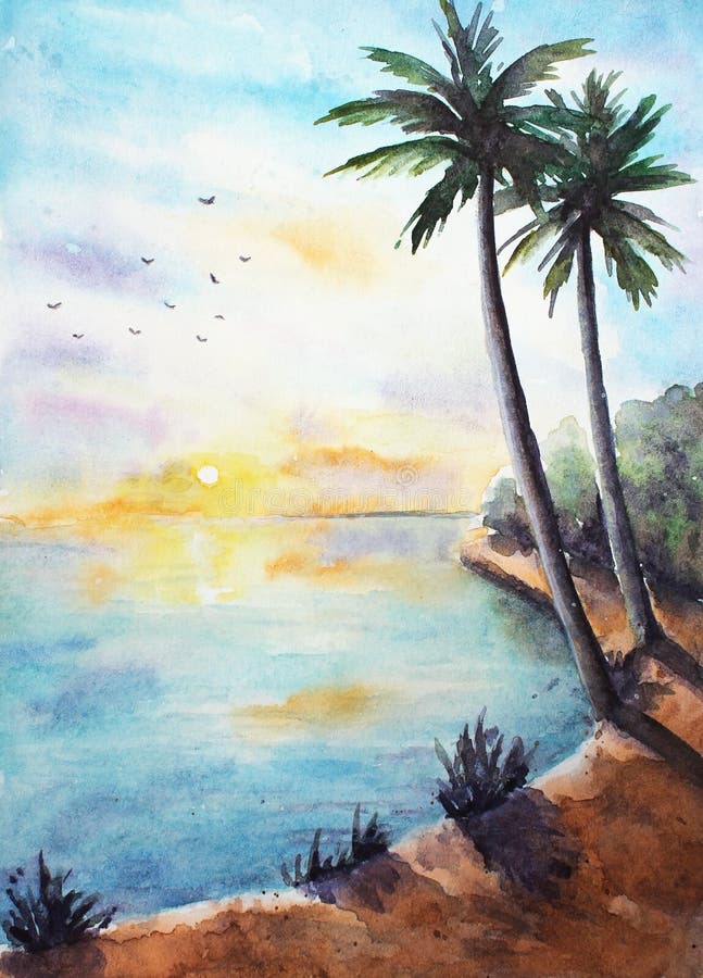 Tropical sunset landscape