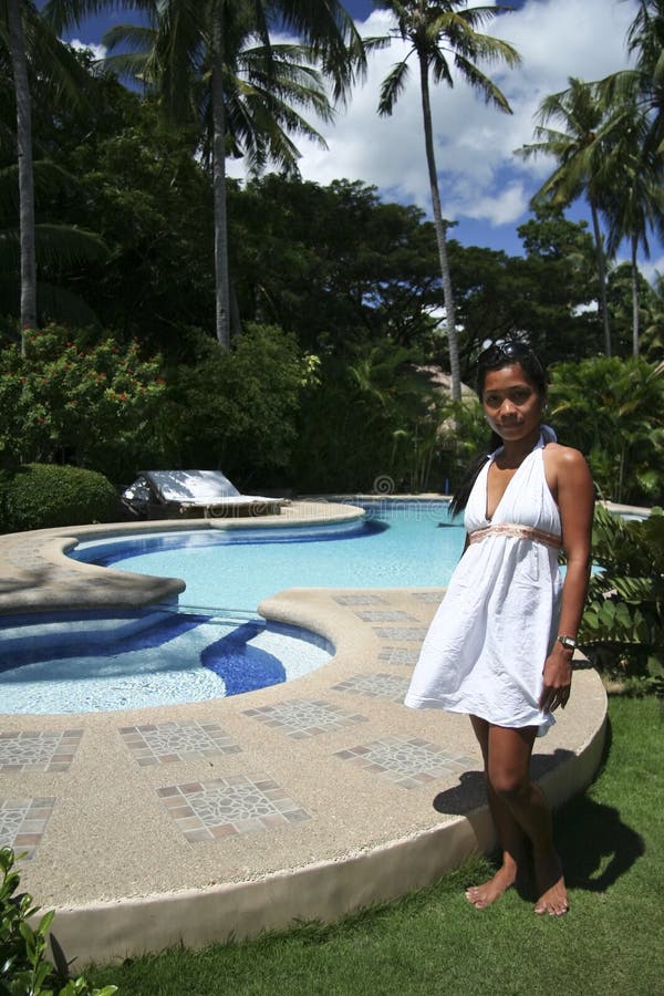 Tropical vacation poolside girl philippines stock photography Tropical vacation poolside girl philippines stock photography