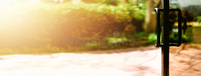 Tropical view background. Summer, travel, vacation and holiday concept. Open window, door and white curtain with blurred royalty free stock image Tropical view background. Summer, travel, vacation and holiday concept. Open window, door and white curtain with blurred royalty free stock image