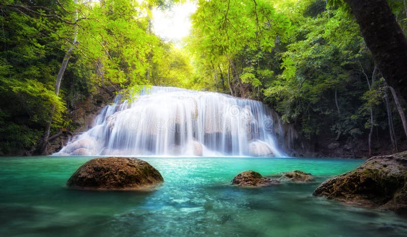 Tropical waterfall in Thailand, nature photography. royalty free stock image Tropical waterfall in Thailand, nature photography. royalty free stock image