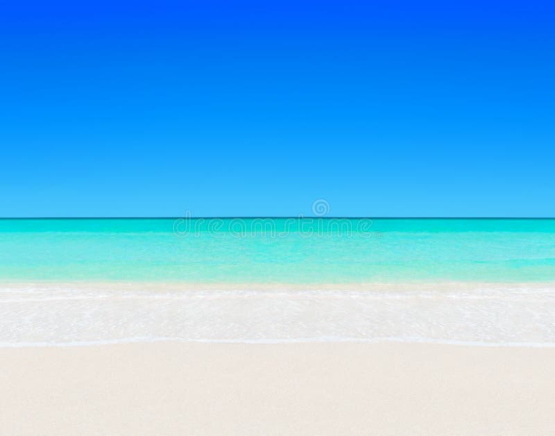 Tropical white sandy beach and clear ocean water natural background