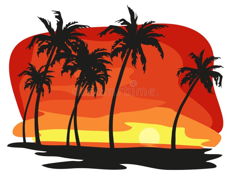 Tropical landscape illustration isolated on white background. Tropical landscape illustration isolated on white background