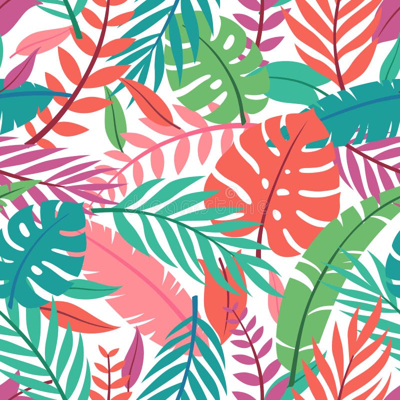 Tropikalna wektor zieleń opuszcza bezszwowego wzór Egzotyczna tapeta Lato projekt ilustracji Tropikalna wektor zieleń opuszcza bezszwowego wzór Egzotyczna tapeta Lato projekt ilustracji