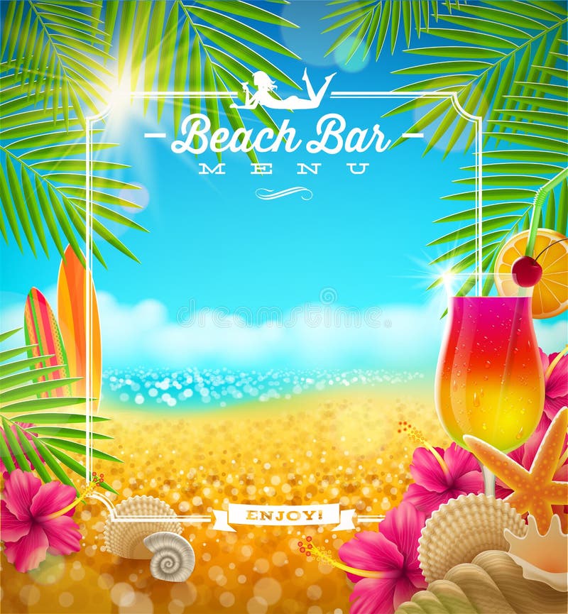 Tropikalny plaża baru menu