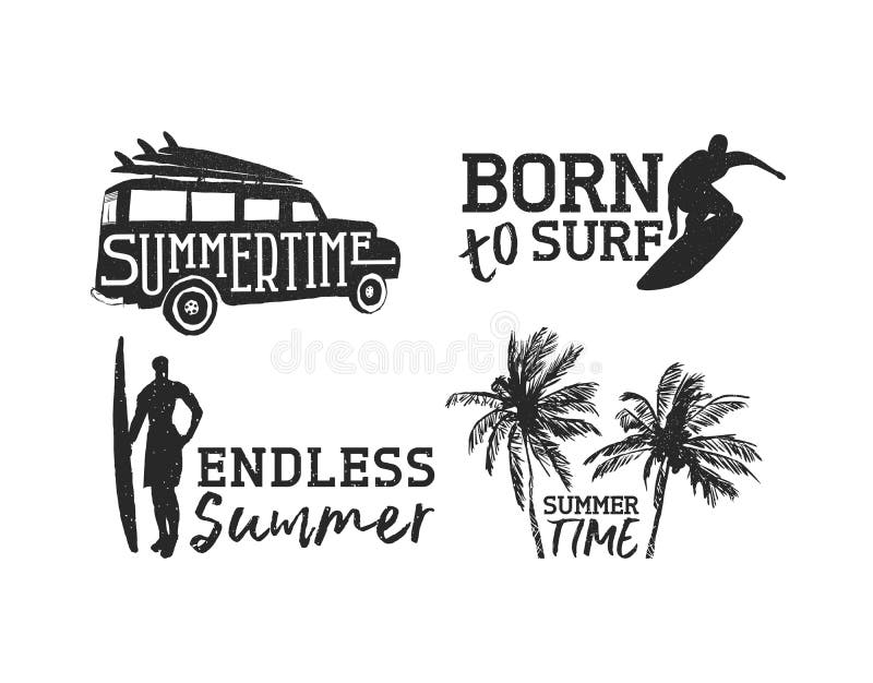 Tropisch die brandingsetiket voor de vakantie van het de zomerstrand wordt geplaatst vector illustratie Tropisch die brandingsetiket voor de vakantie van het de zomerstrand wordt geplaatst vector illustratie