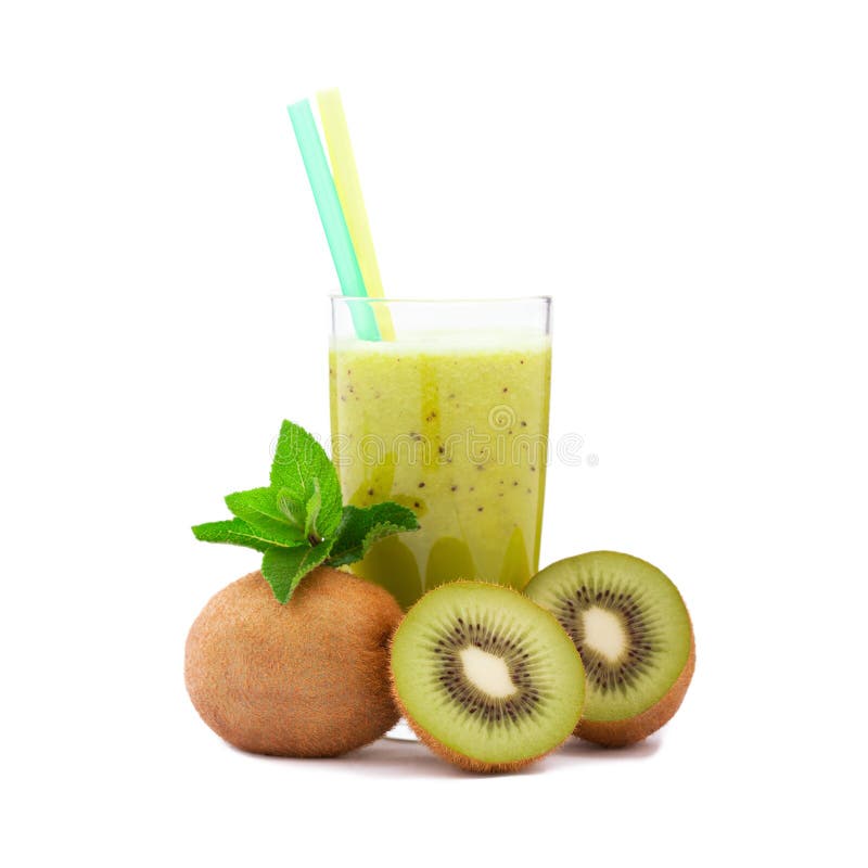 Tropische fruitkiwi, geïsoleerd glassap stock afbeeldingen Tropische fruitkiwi, geïsoleerd glassap stock afbeeldingen