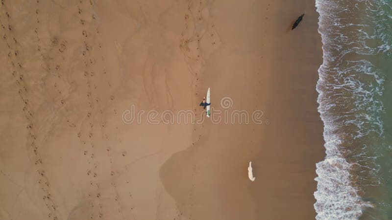 Tropischer Strand mit Blick auf die Surfer. schöne Meereswellen