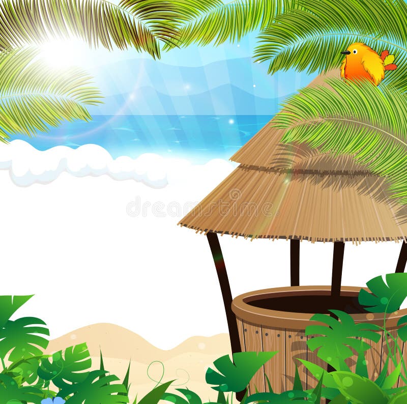 Tropischer Strand mit Cocktailbar vektor abbildung