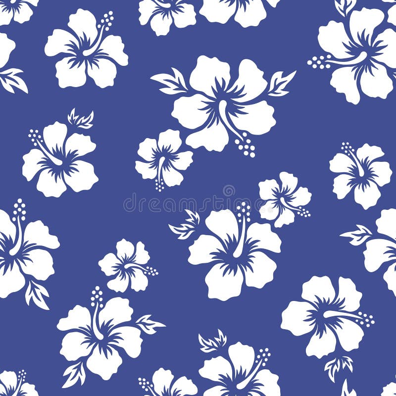 Tropisk bakgrund med hibiskusblommor seamless hawaiansk modell Exotisk vektorillustration royaltyfri illustrationer