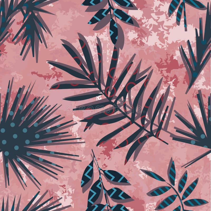 Tropiska exotiska blommor och växter med gröna sidor av gömma i handflatan stock illustrationer Tropiska exotiska blommor och växter med gröna sidor av gömma i handflatan stock illustrationer