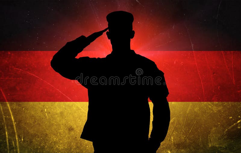 Trotse Duitse militair op Duitse vlagachtergrond royalty-vrije illustratie Trotse Duitse militair op Duitse vlagachtergrond royalty-vrije illustratie