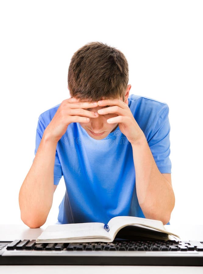 Sad Student with a Book stock image
