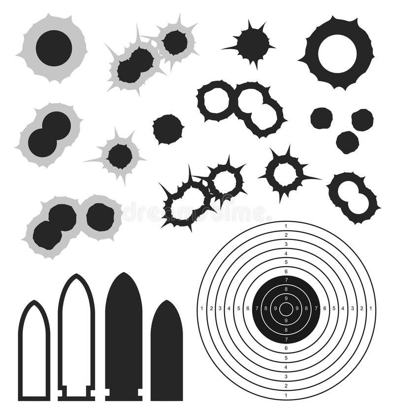 Trous De Balle Dans La Cible Vecteur Succès Tir Papier Cible De