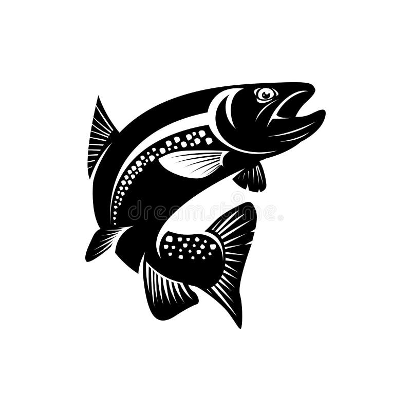 Trout Fish Silhouette, Fishing Logo Stock Vector Illustration of