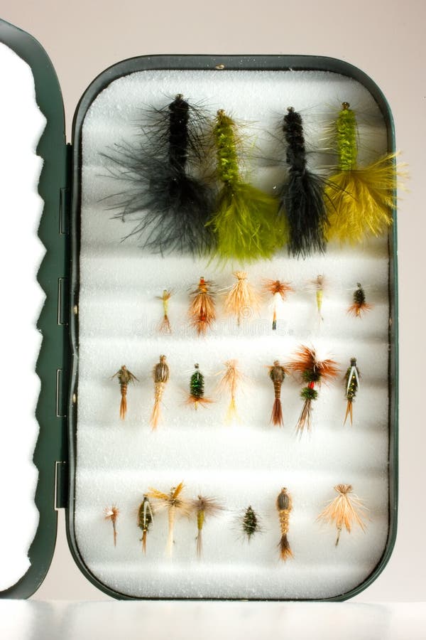 Trout lures in fly box