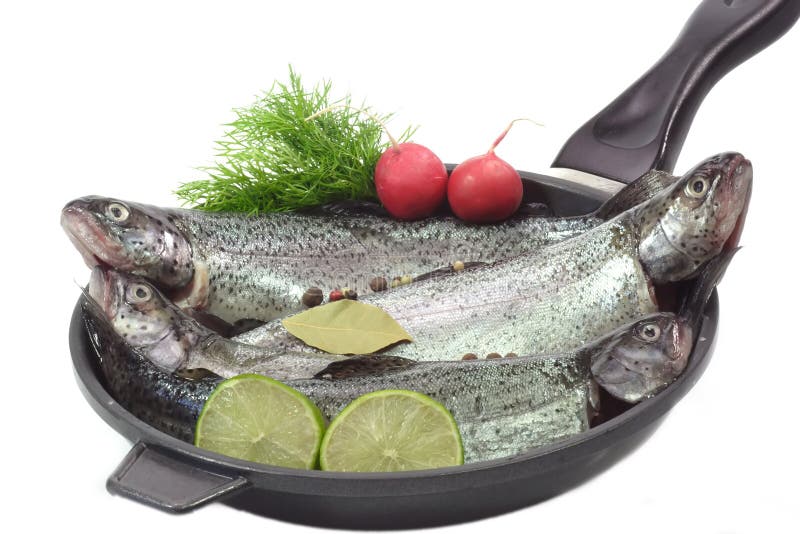 Trouts in a pan