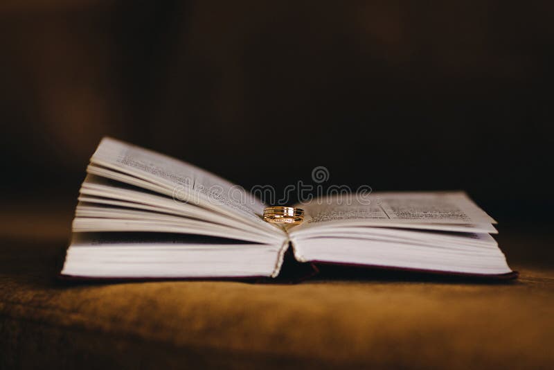 Trouwringen op een Boek royalty-vrije stock fotografie