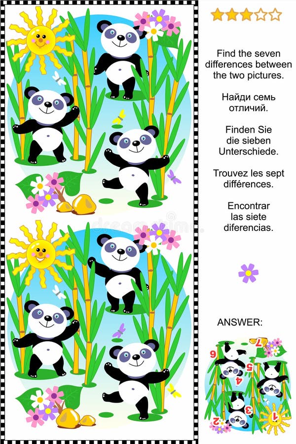 Trovi il puzzle visivo di differenze - orsi di panda