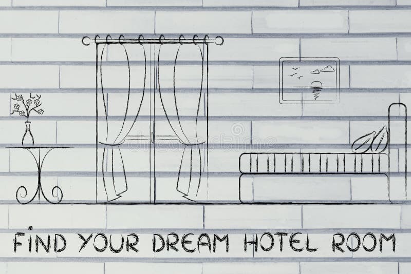 Trovi il vostro hotel di sogno, progettazione dell'interno della stanza fotografie stock Trovi il vostro hotel di sogno, progettazione dell'interno della stanza fotografie stock