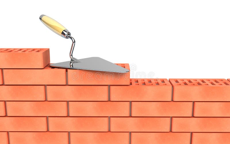 Trowel and Bricks Wall Construction Stock Illustration Illustration