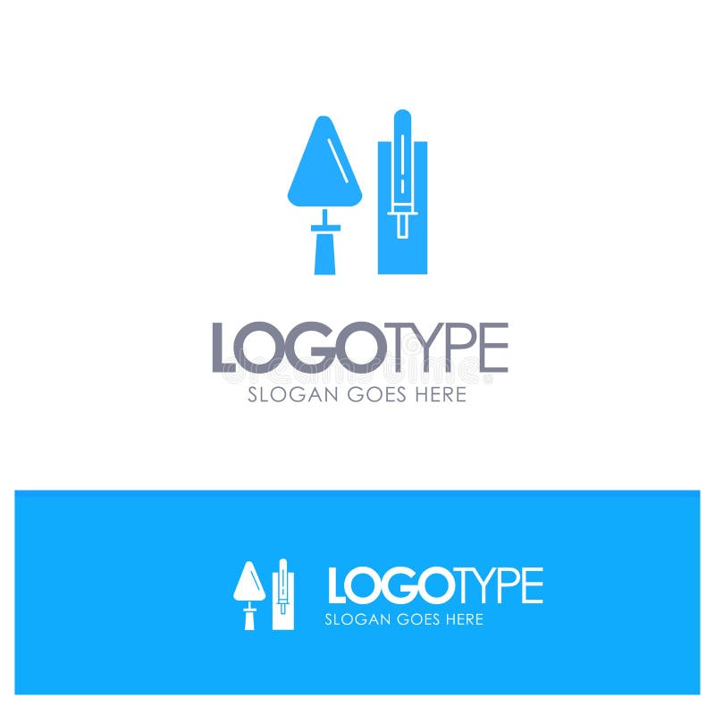 Trowel, Brickwork, Construction, Masonry, Tool Blue Solid Logo with