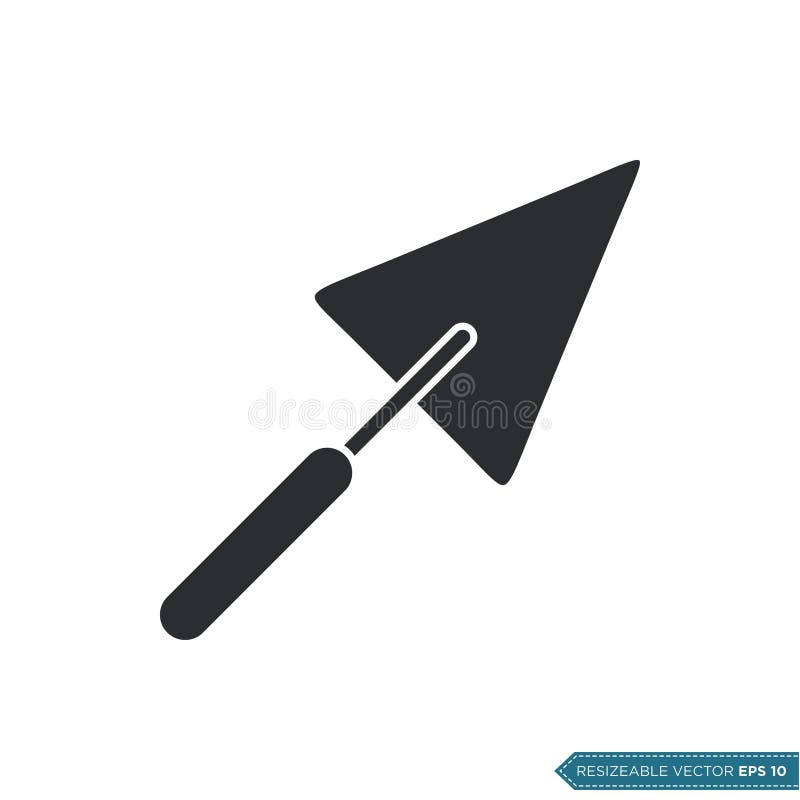 Simple Shape Trowel Icon Vector Template Flat Illustration Design stock illustration