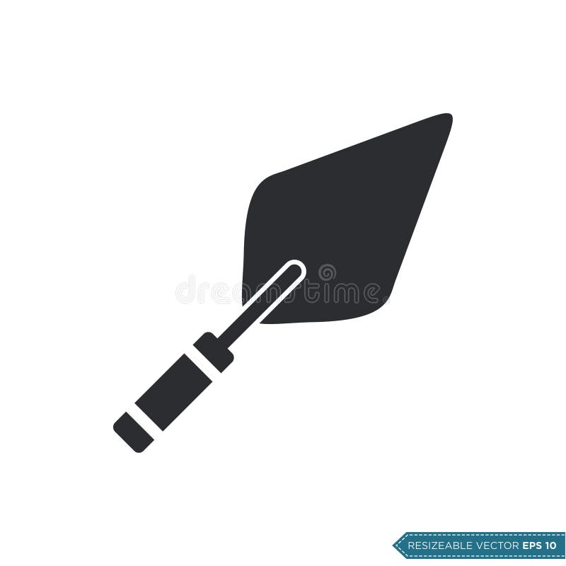 Simple Shape Trowel Icon Vector Template Flat Illustration Design stock illustration