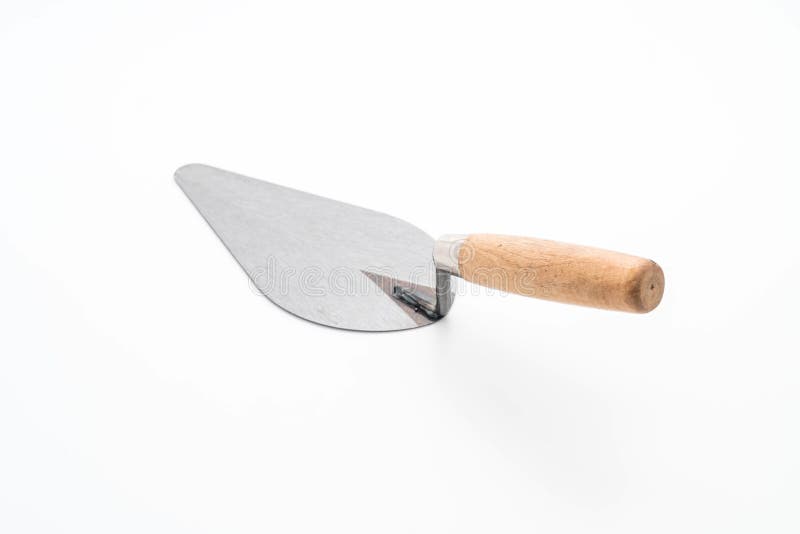 Trowel the mortar on white stock photo. Image of brick 94492792