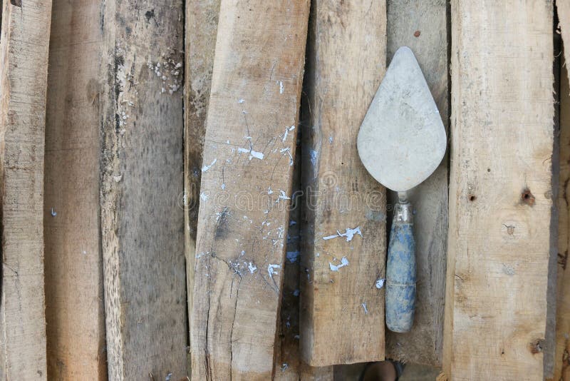 Trowel on timber stock photo. Image of work, nature, dinner 66362994